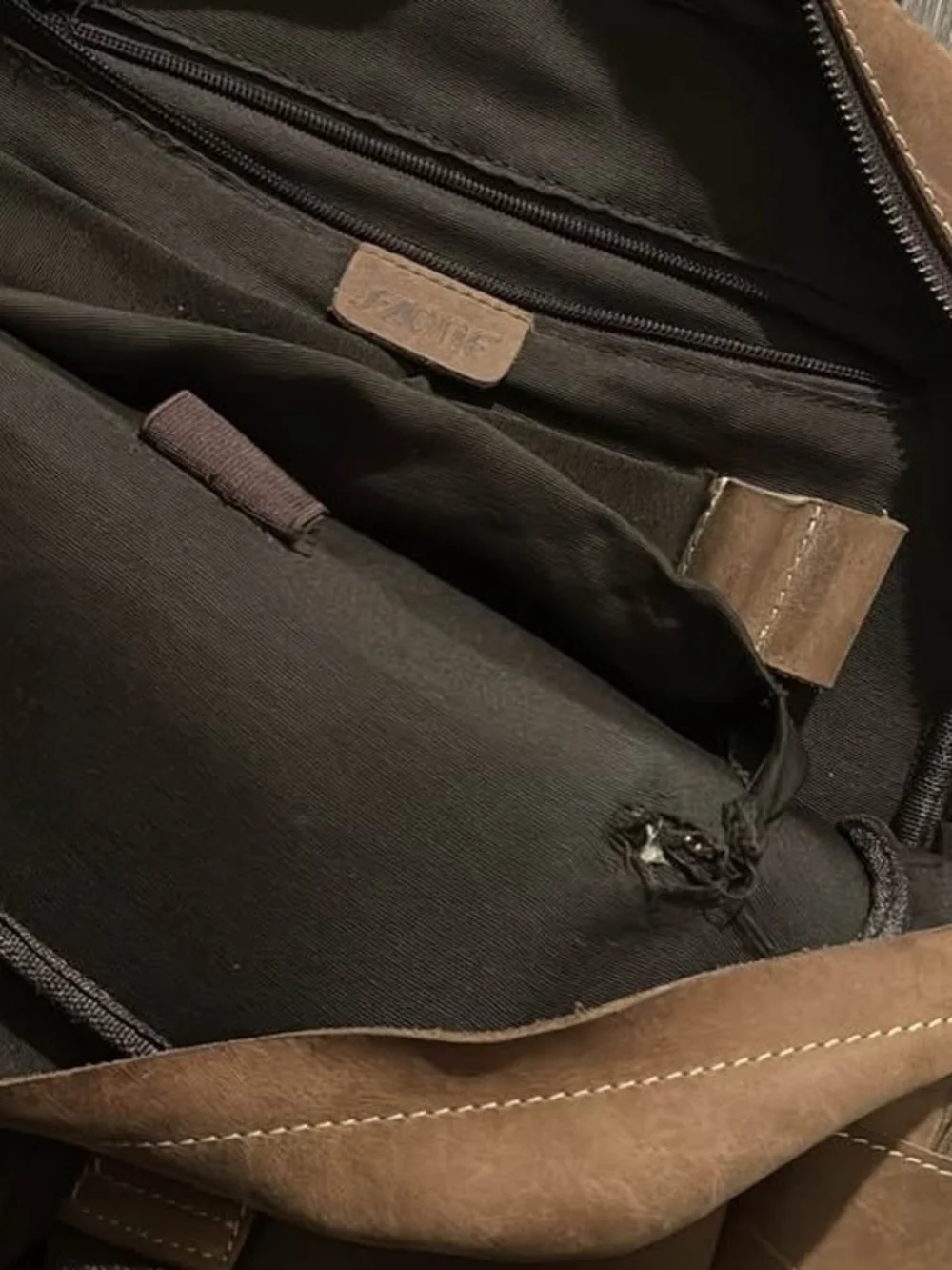 Leather Tan Multi-Pocket Backpack